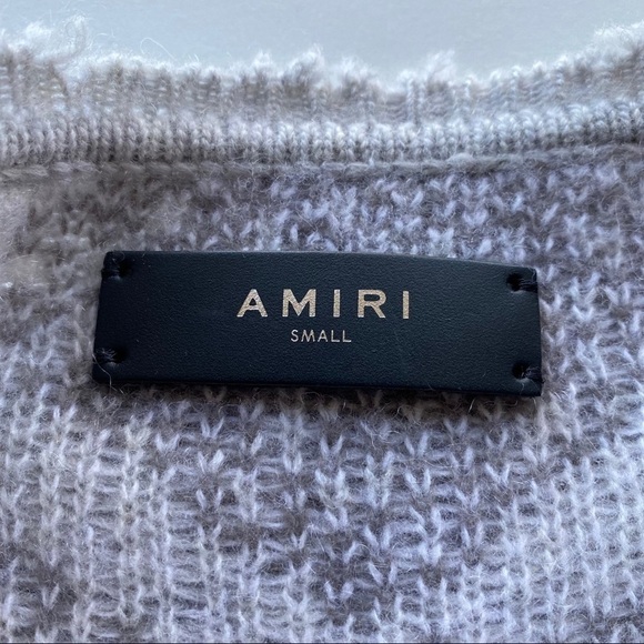 AMIRI cropped cashmere blend gray python print long sleeve pullover sweater - Picture 7 of 11